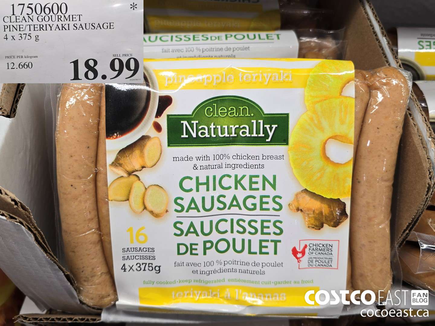 1750600 CLEAN GOURMET PINEAPPLE/TERIYAKI SAUSAGE 4 X 375 G $18.99