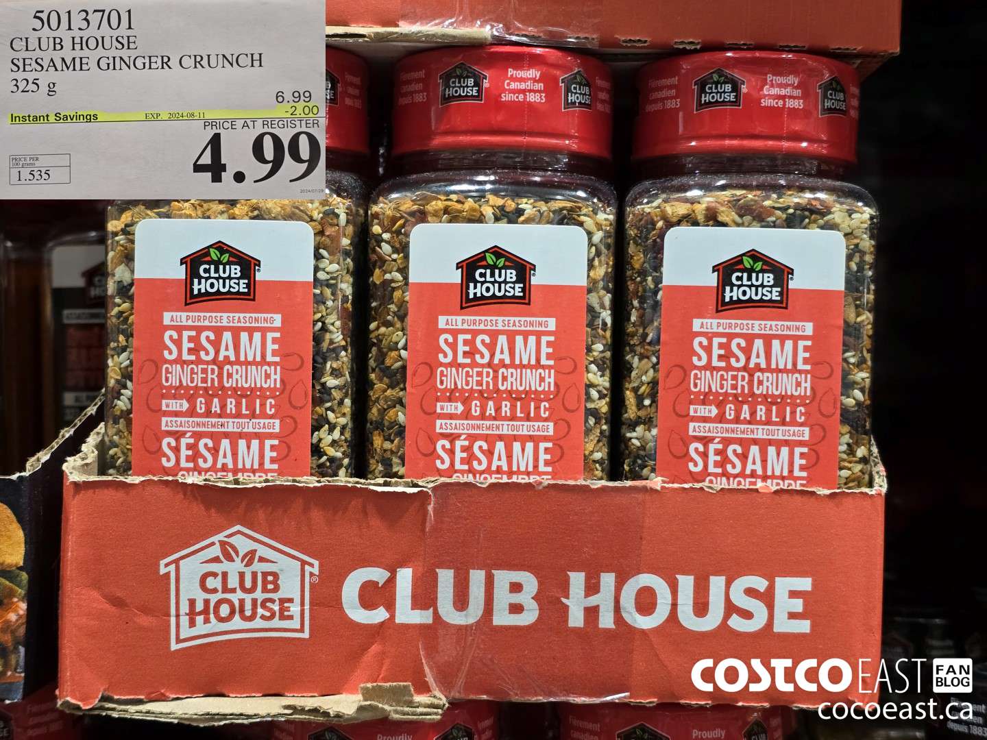 5013701 CLUB HOUSE SESAME GINGER CRUNCH 325 G ($2.00 INSTANT SAVINGS EXPIRES ON 2024-08-11) $4.99