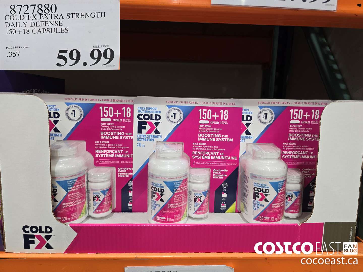 8727880 COLD-FX EXTRA STRENGTH DAILY DEFENSE 150 + 18 CAPSULES $59.99