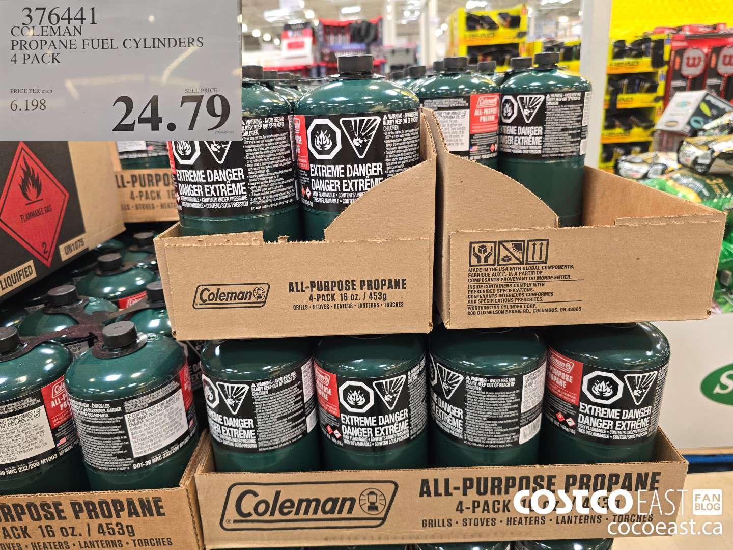 376441 COLEMAN PROPANE FUEL CYLINDERS 4 PACK $24.97