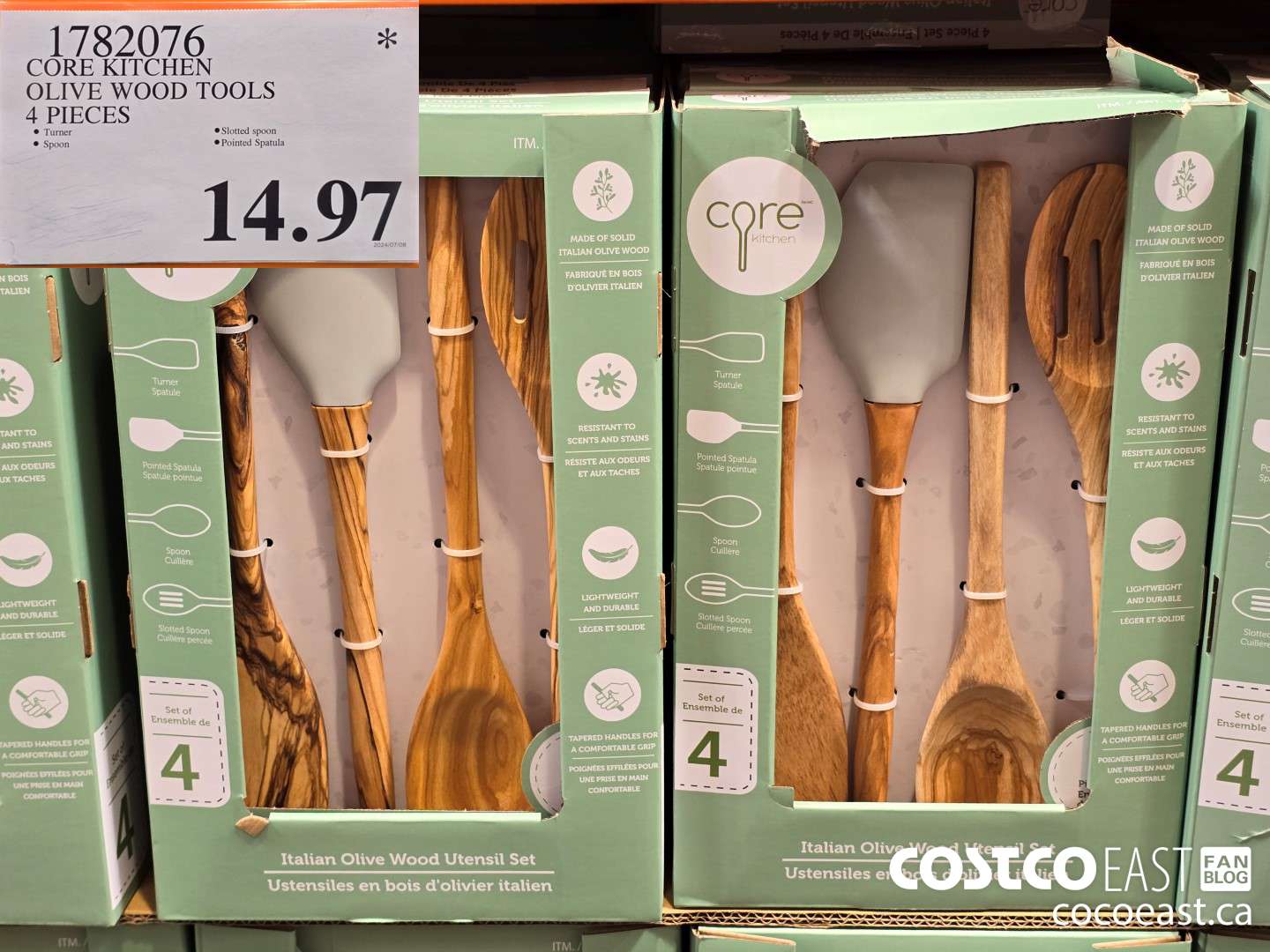 1782076 CORE KITCHEN OLIVE WOOD TOOLS 4 PIECES $14.97