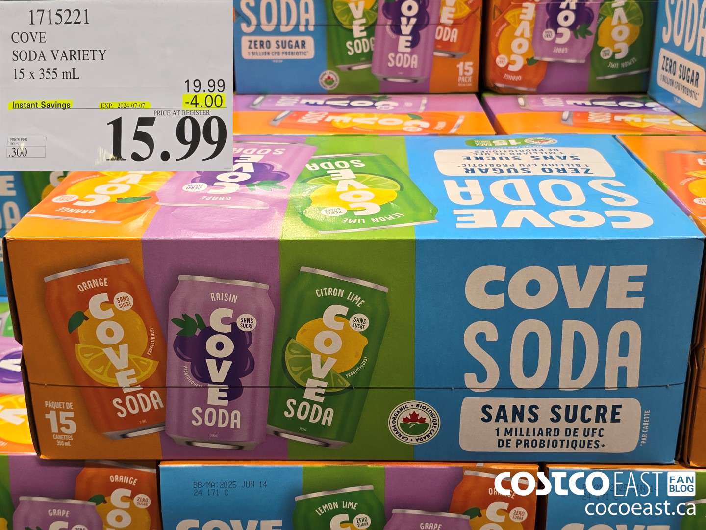 1715221 COVE SODA VARIETY 15 X 355 ML ($4.00 INSTANT SAVINGS EXPIRES ON 2024-07-07) $15.99