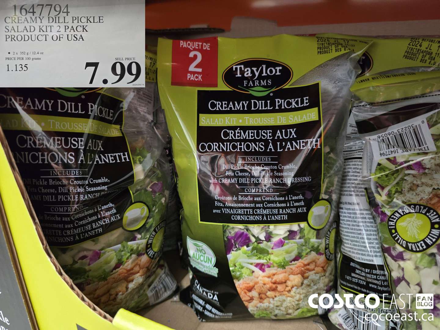 1647794 CREAMY DILL PICKLE SALAD KIT 2-PACK PRODUCT OF USA $7.99