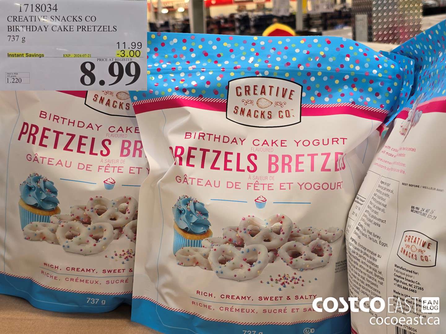 1718034 CREATIVE SNACKS CO BIRTHDAY CAKE PRETZEL 737G ($3.00 INSTANT SAVINGS EXPIRES ON 2024-07-21) $8.99