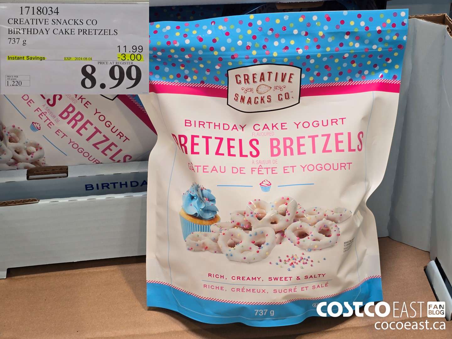 1718034 CREATIVE SNACKS CO BIRTHDAY CAKE PRETZEL 737G ($3.00 INSTANT SAVINGS EXPIRES ON 2024-08-04) $8.99