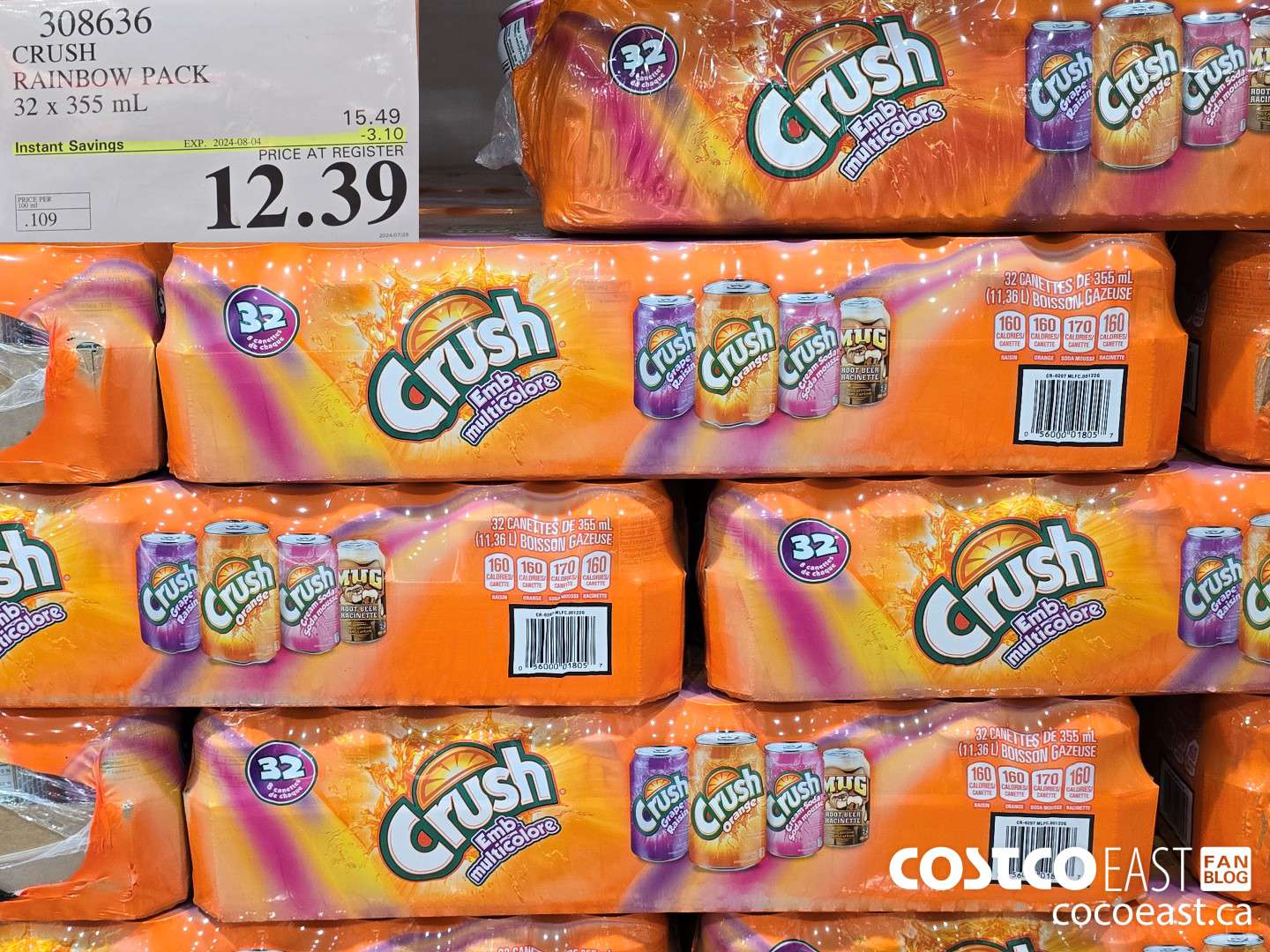 308636 CRUSH RAINBOW PACK 32 X 355 ML ($3.10 INSTANT SAVINGS EXPIRES ON 2024-08-04) $12.39