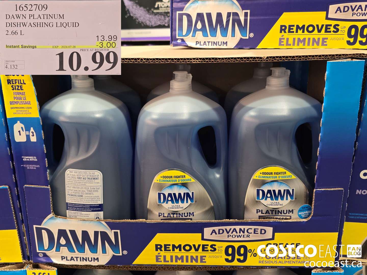 1652709 DAWN PLATINUM DISHWASHER LIQUID 2.66L ($3.00 INSTANT SAVINGS EXPIRES ON 2024-07-28) $10.99