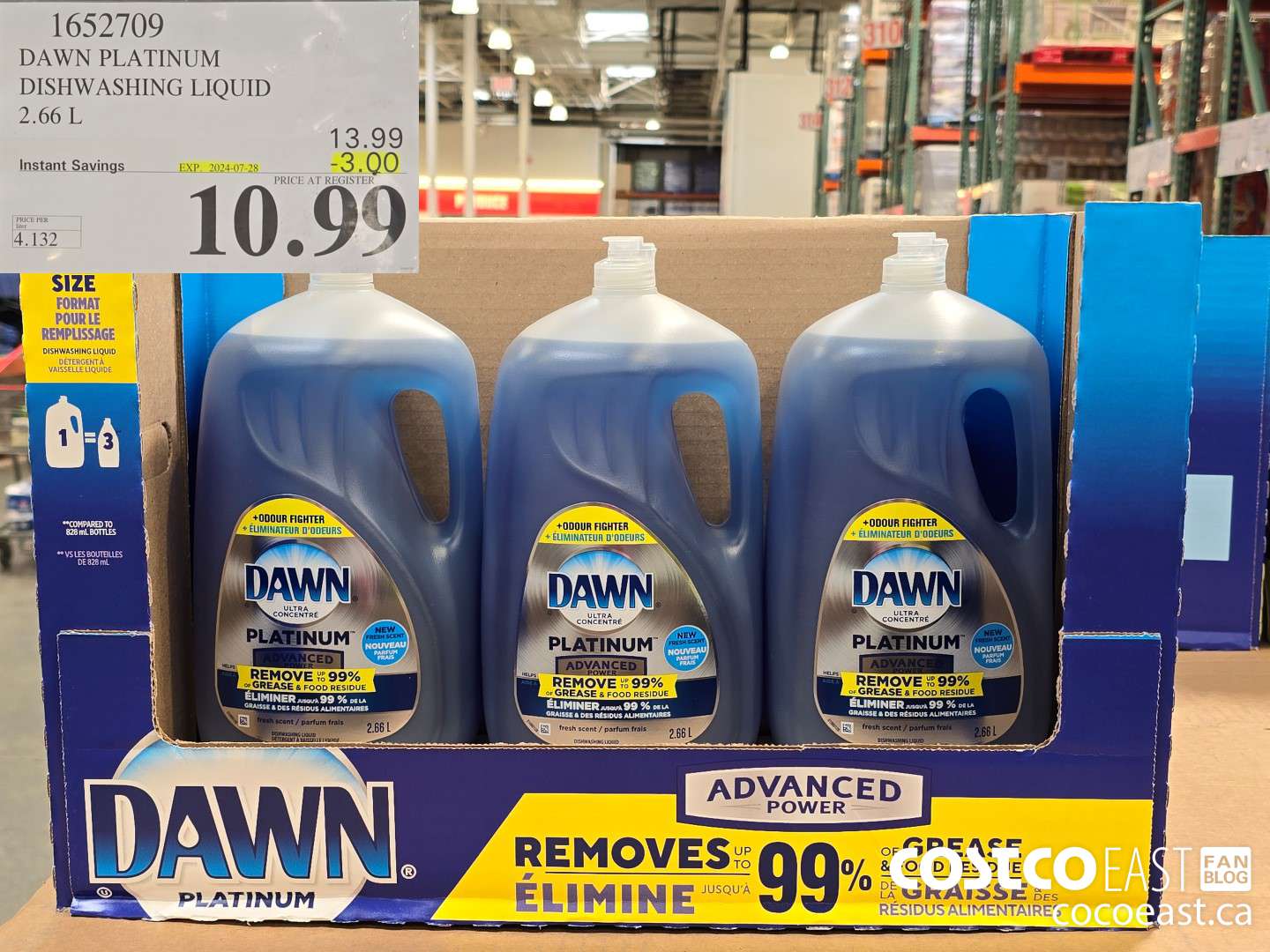 1652709 DAWN PLATINUM DISHWASHER LIQUID 2.66L ($3.00 INSTANT SAVINGS EXPIRES ON 2024-07-28) $10.99