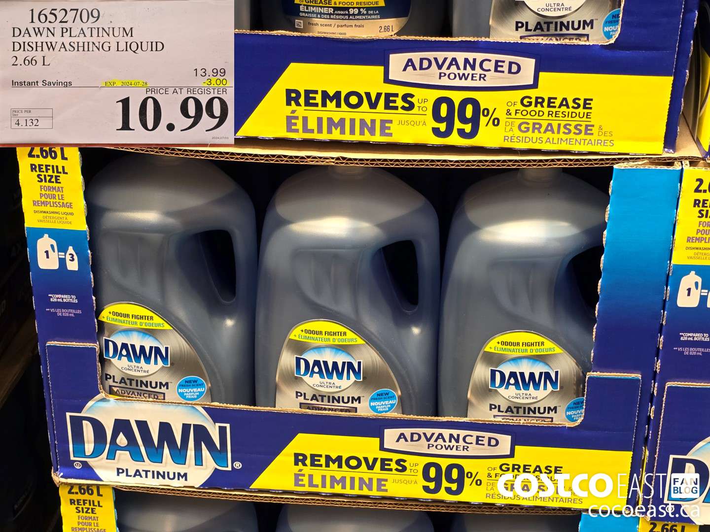 1652709 DAWN PLATINUM DISHWASHER LIQUID 2.66L ($3.00 INSTANT SAVINGS EXPIRES ON 2024-07-28) $10.99