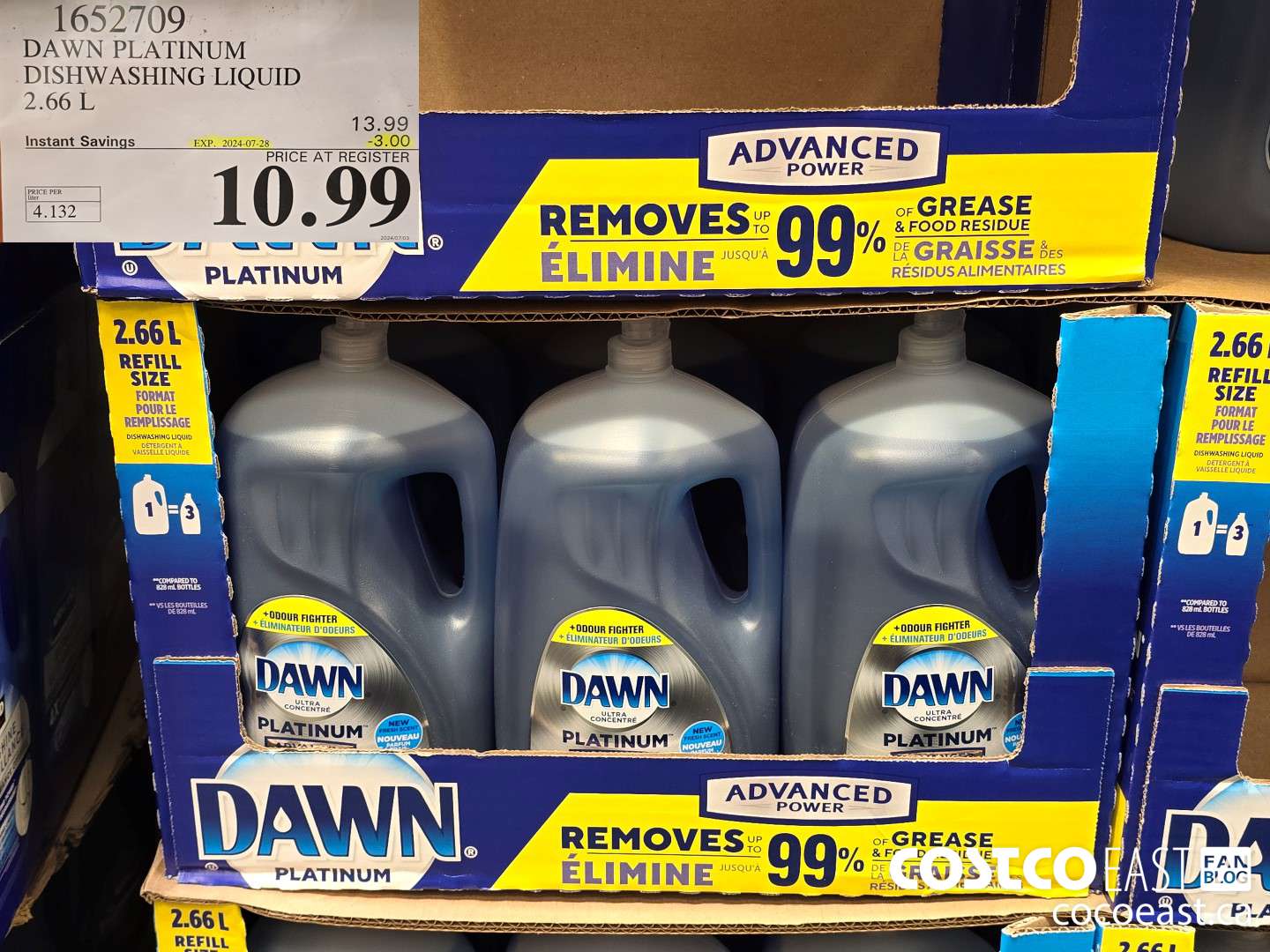 1652709 DAWN PLATINUM DISHWASHER LIQUID 2.66L ($3.00 INSTANT SAVINGS EXPIRES ON 2024-07-28) $10.99