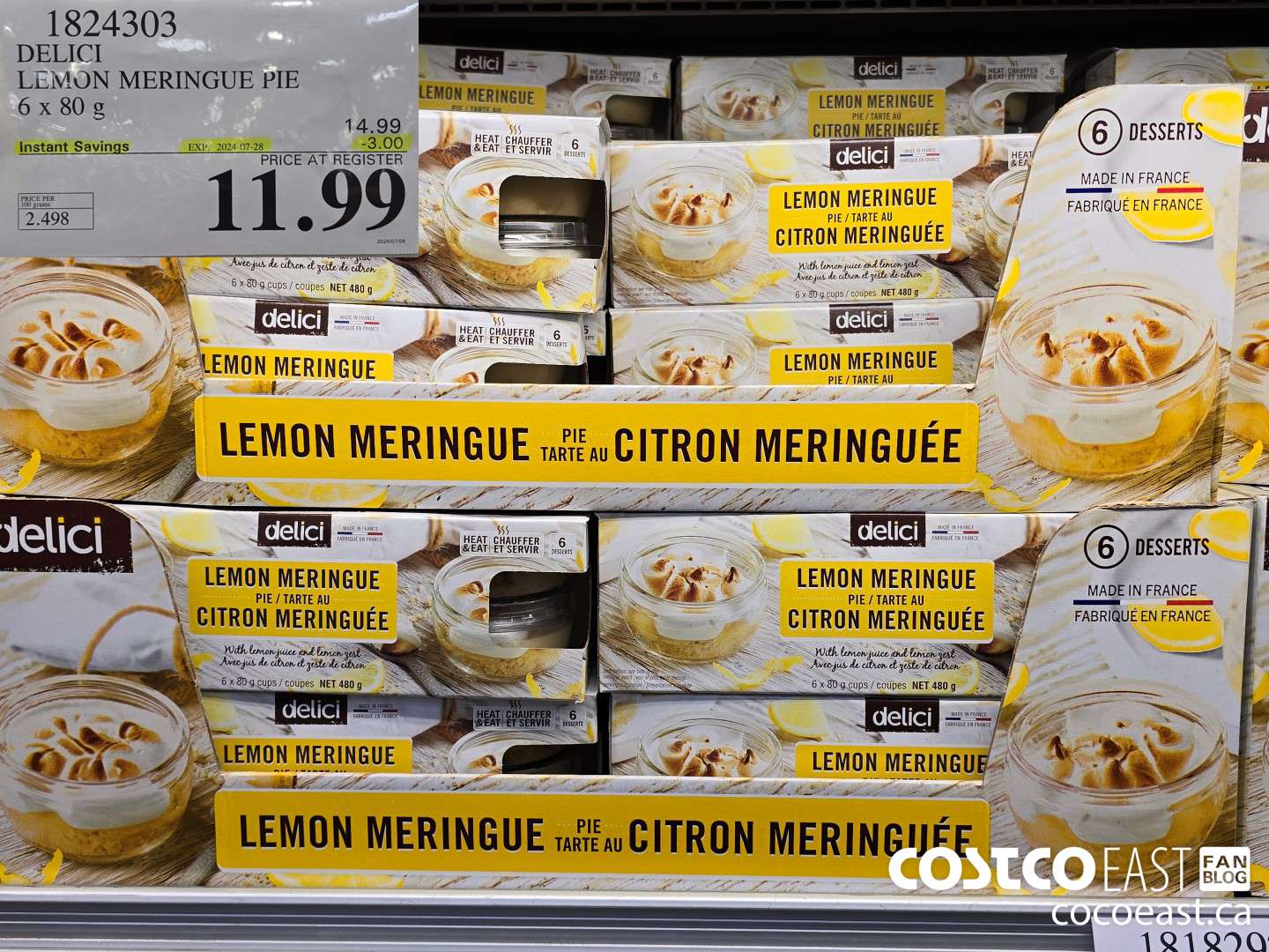 1824303 DELICI LEMON MERINQUE PIE 6 x 80 g ($3.00 INSTANT SAVINGS EXPIRES ON 2024-07-28) $11.99