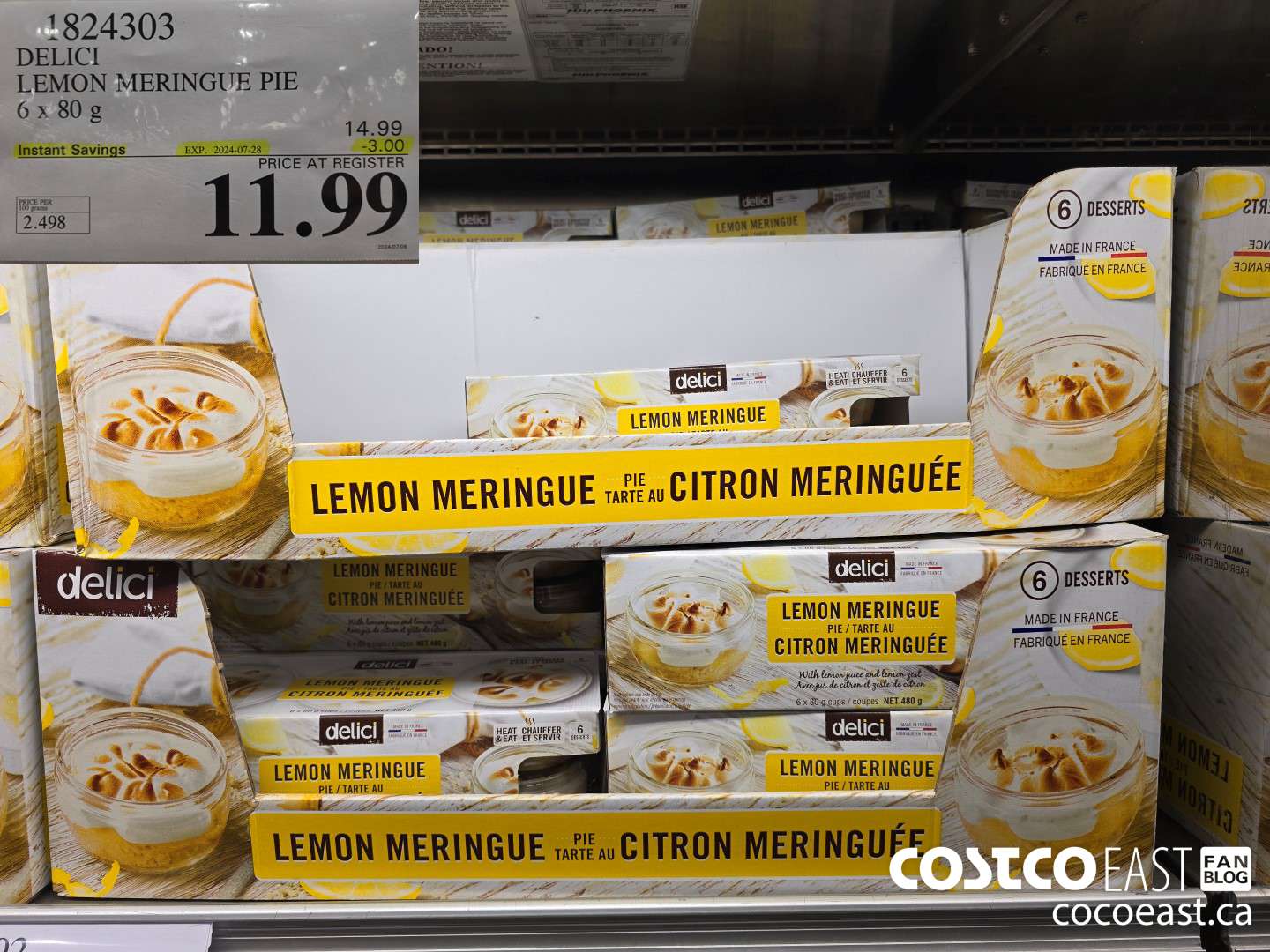 1824303 DELICI LEMON MERINQUE PIE 6 x 80 g ($3.00 INSTANT SAVINGS EXPIRES ON 2024-07-28) $11.99