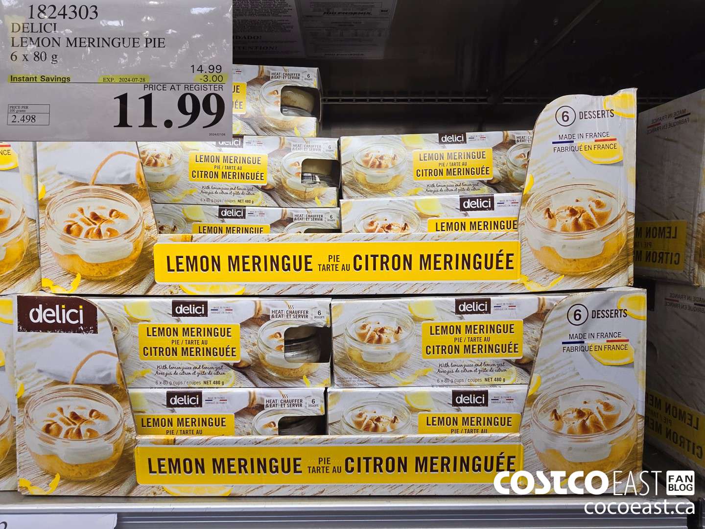 1824303 DELICI LEMON MERINQUE PIE 6 x 80 g ($3.00 INSTANT SAVINGS EXPIRES ON 2024-07-28) $11.99