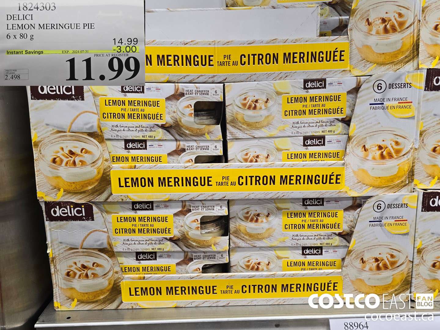 1824303 DELICI LEMON MERINQUE PIE 6 x 80 g ($3.00 INSTANT SAVINGS EXPIRES ON 2024-07-31) $11.99