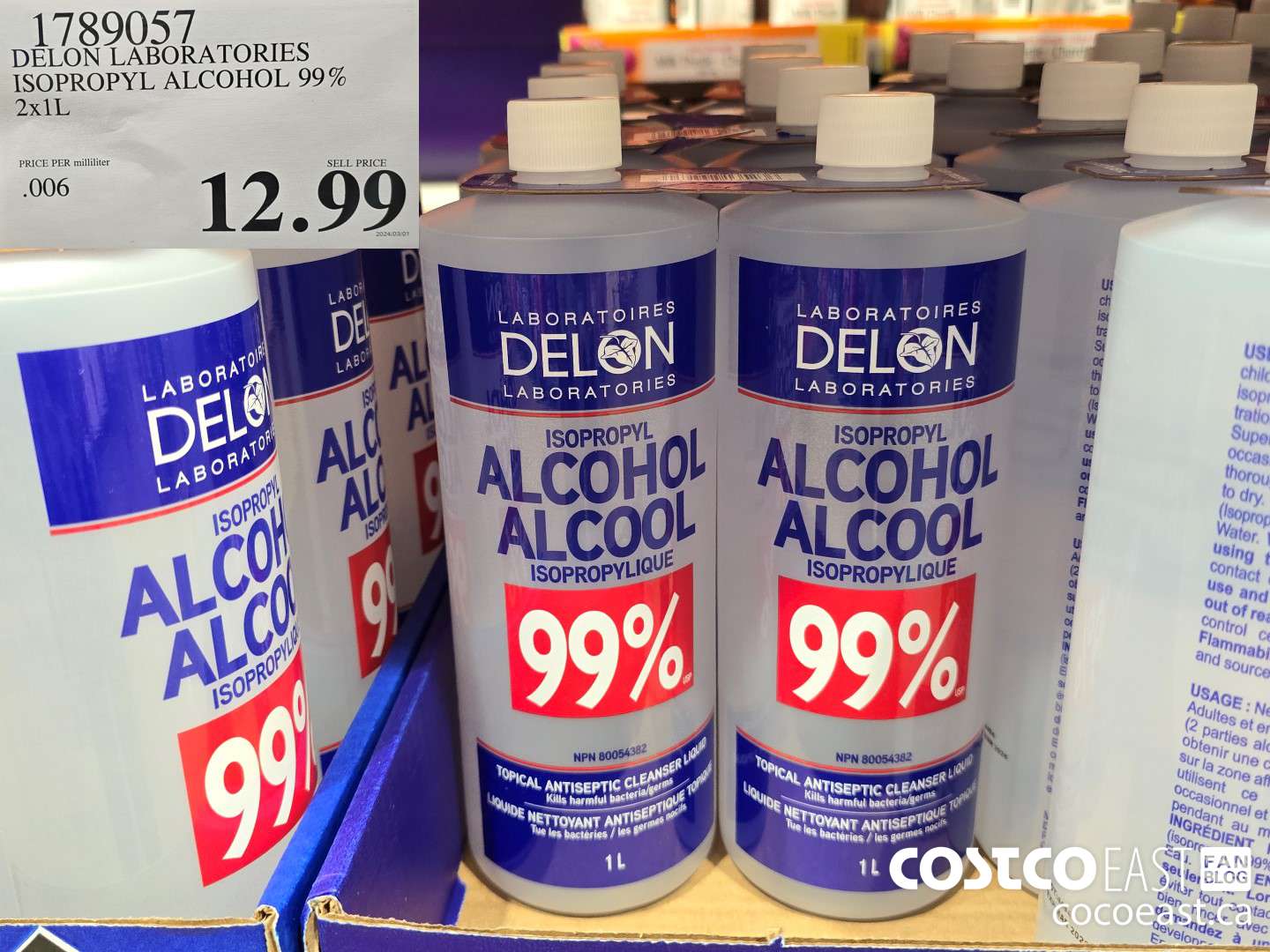 1789057 DELON LABORATORIES ISOPROPYL ALCOHOL 99% $12.99