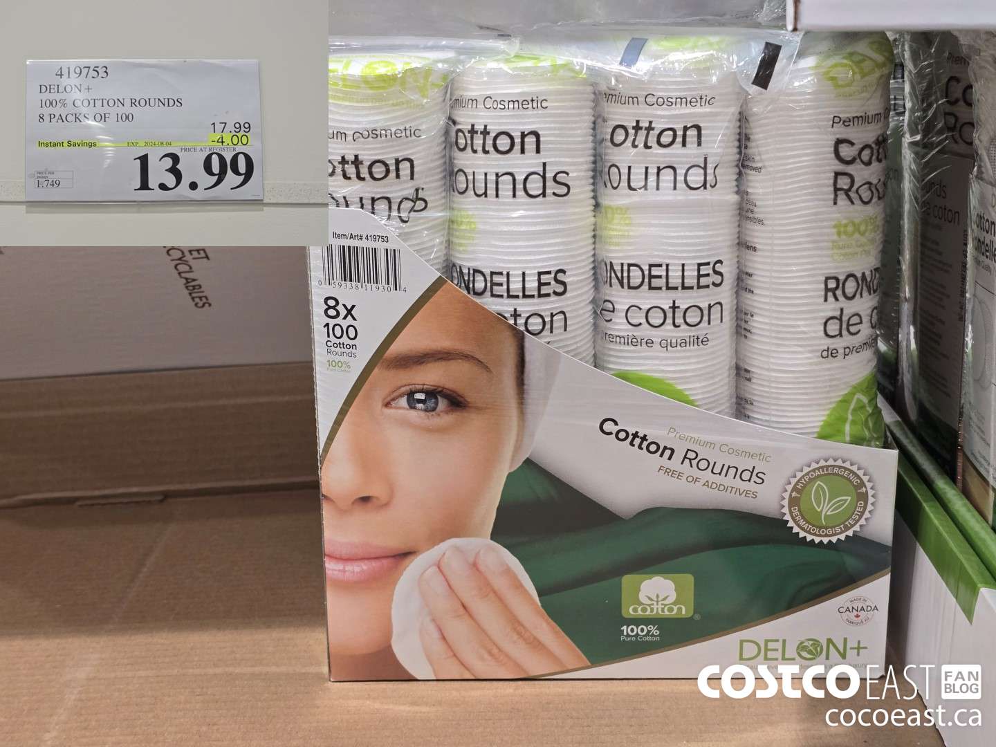 419753 DELON + 100% COTTON ROUNDS 8 PACKS OF 100 ($4.00 INSTANT SAVINGS EXPIRES ON 2024-08-04) $13.99