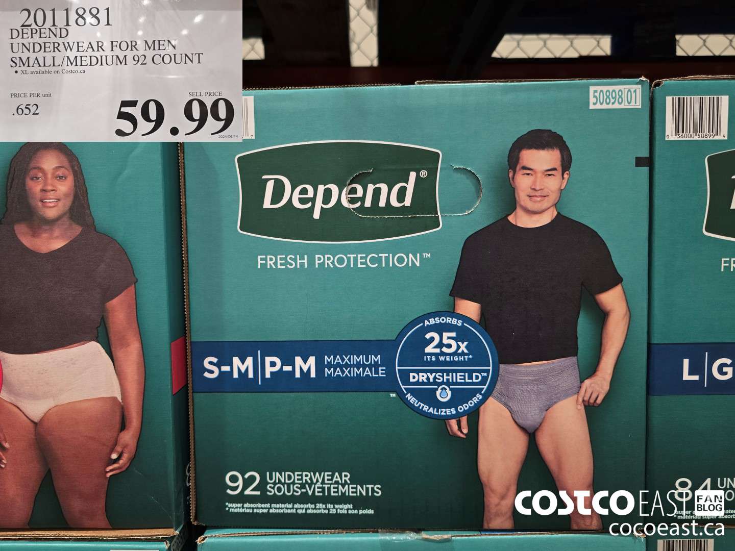 2011881 DEPEND UNDERWEAR FOR MEN S/M 92 COUNT $59.99