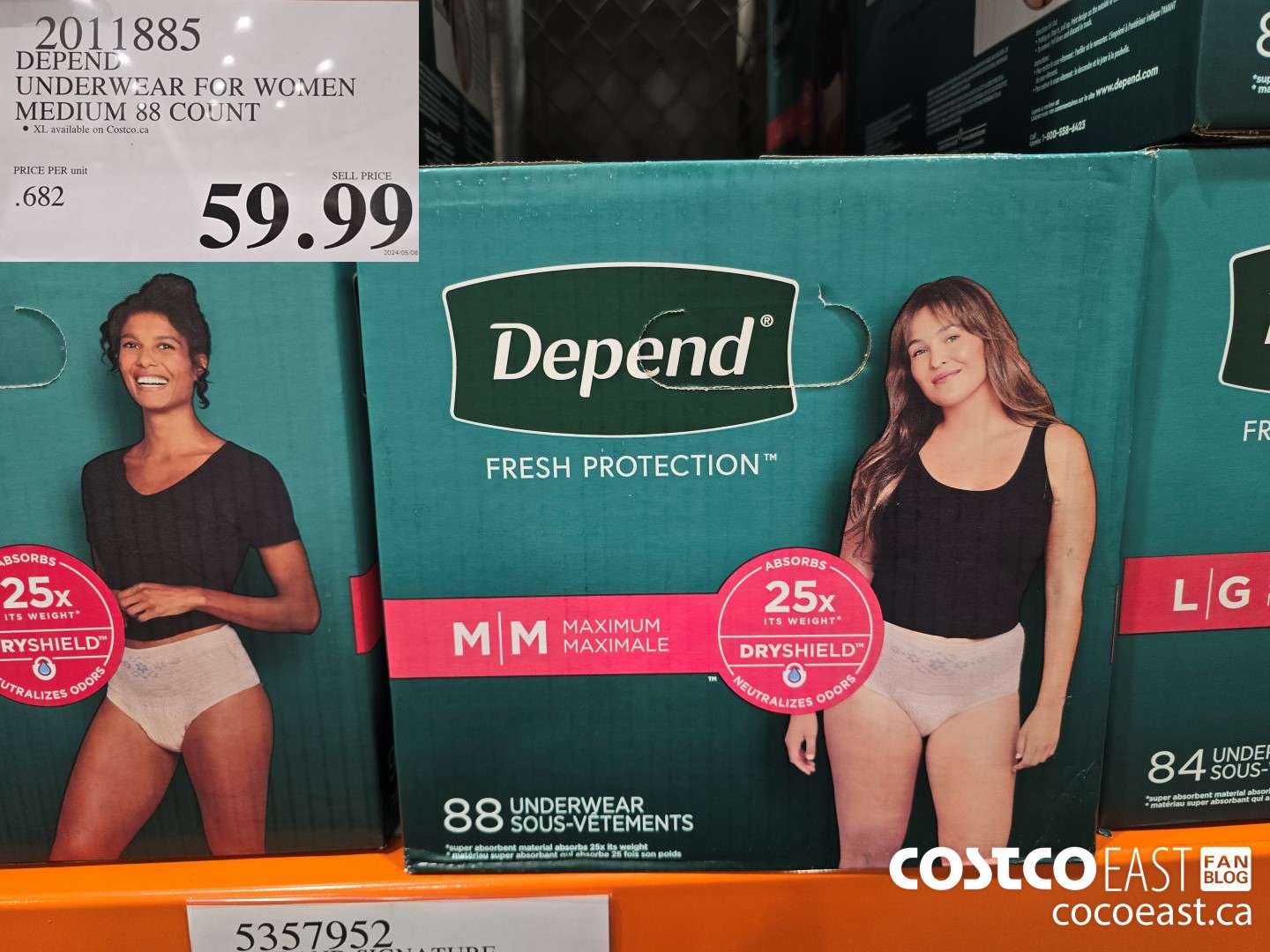 2011885 DEPEND UNDERWEAR FOR WOMEN MEDIUM 88 COUNT $59.99