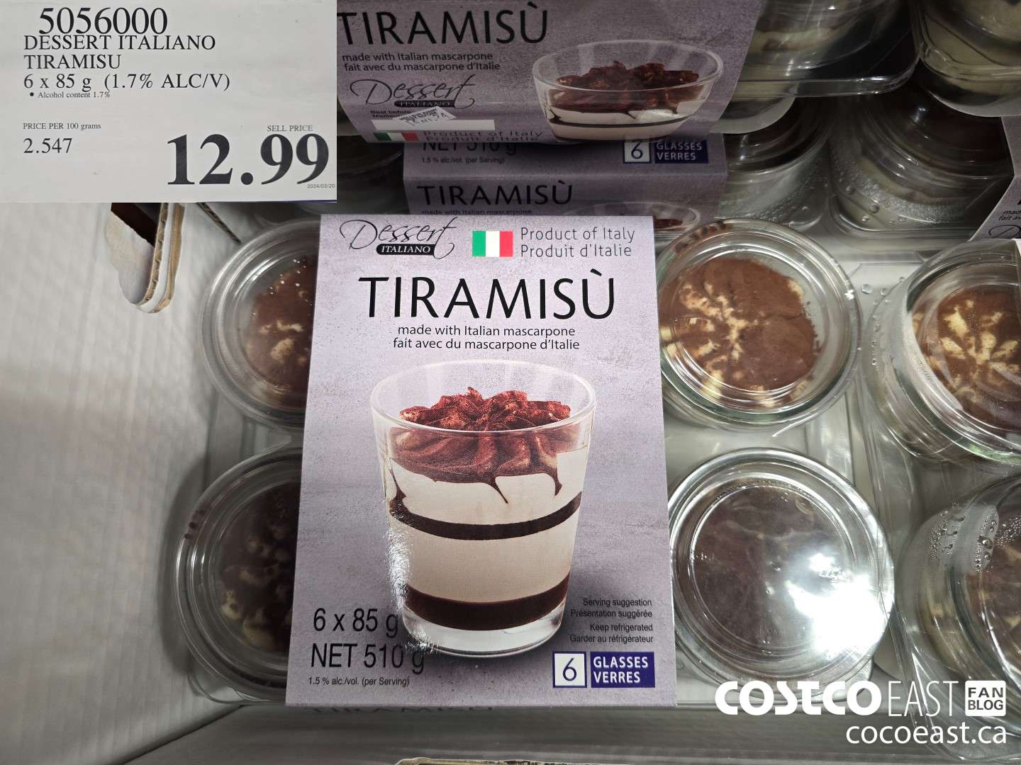 5056000 DESSERT ITALIANO TIRAMISU 6 X 85 G (1.7 ALC/V) $12.99
