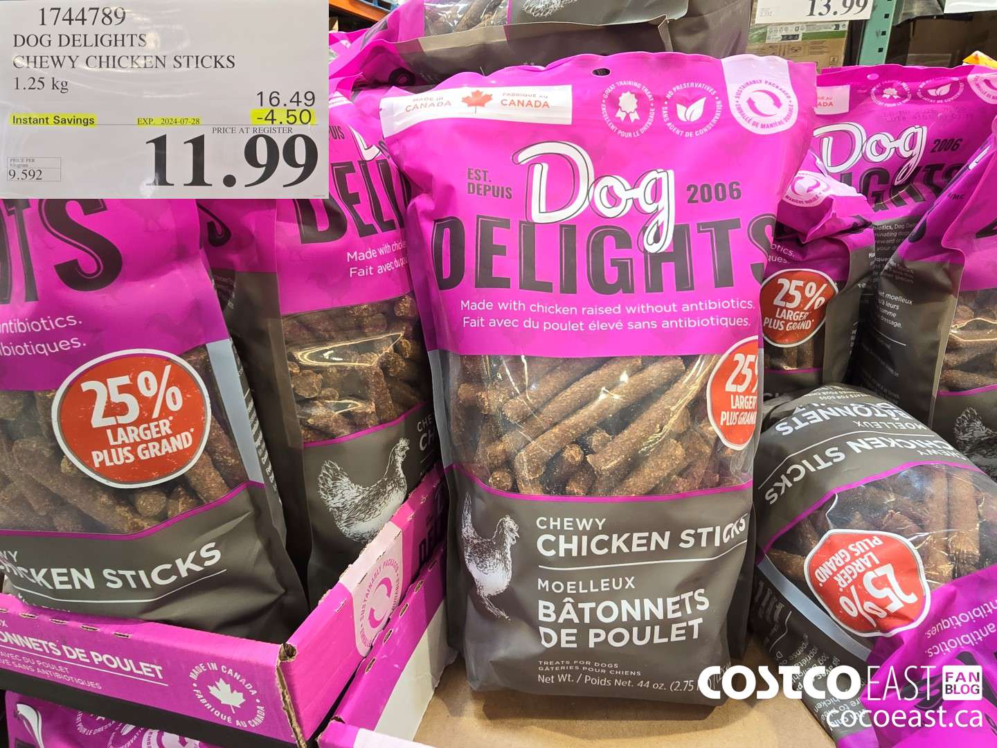 1744789 DOG DELIGHTS CHEWY CHICKEN STICKS 1.25 KG ($4.50 INSTANT SAVINGS EXPIRES ON 2024-07-28) $11.99