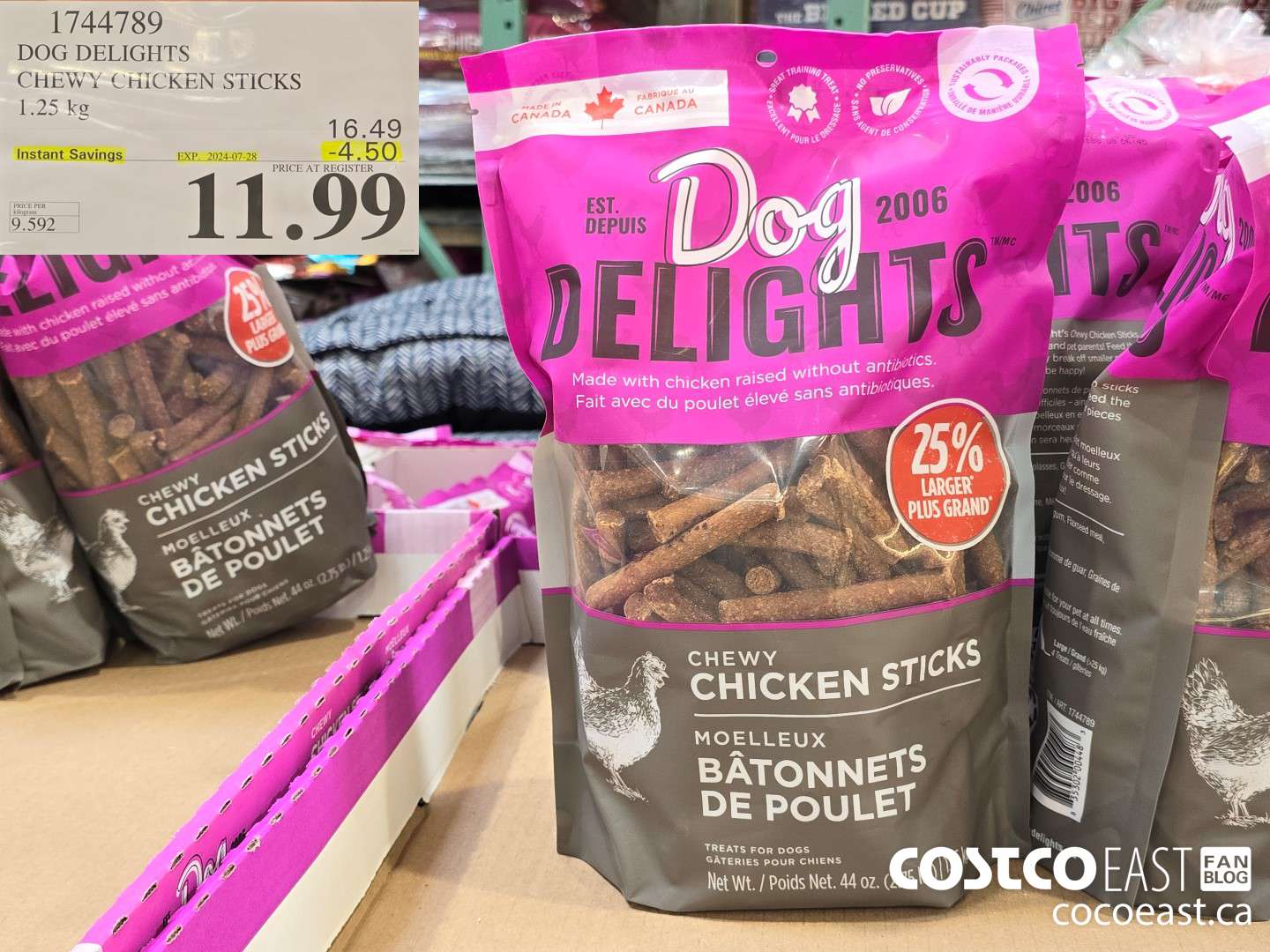 1744789 DOG DELIGHTS CHEWY CHICKEN STICKS 1.25 KG ($4.50 INSTANT SAVINGS EXPIRES ON 2024-07-28) $11.99