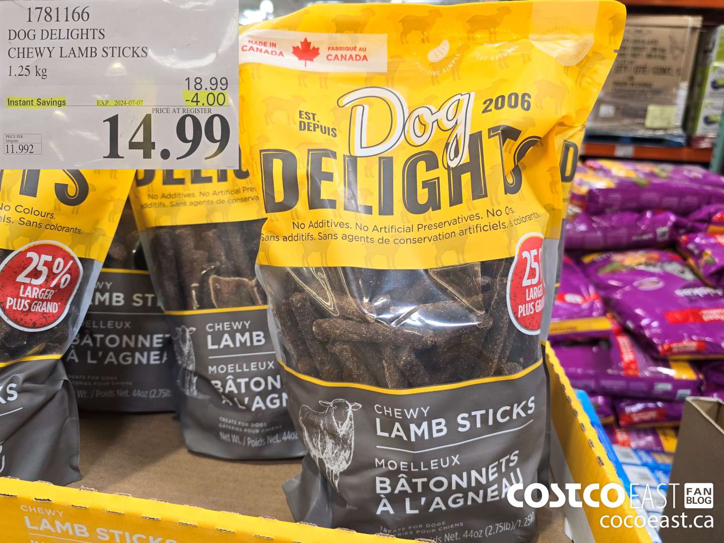 1781166 DOG DELIGHTS CHEWY LAMB STICKS 1.25 KG ($4.00 INSTANT SAVINGS EXPIRES ON 2024-07-07) $14.99