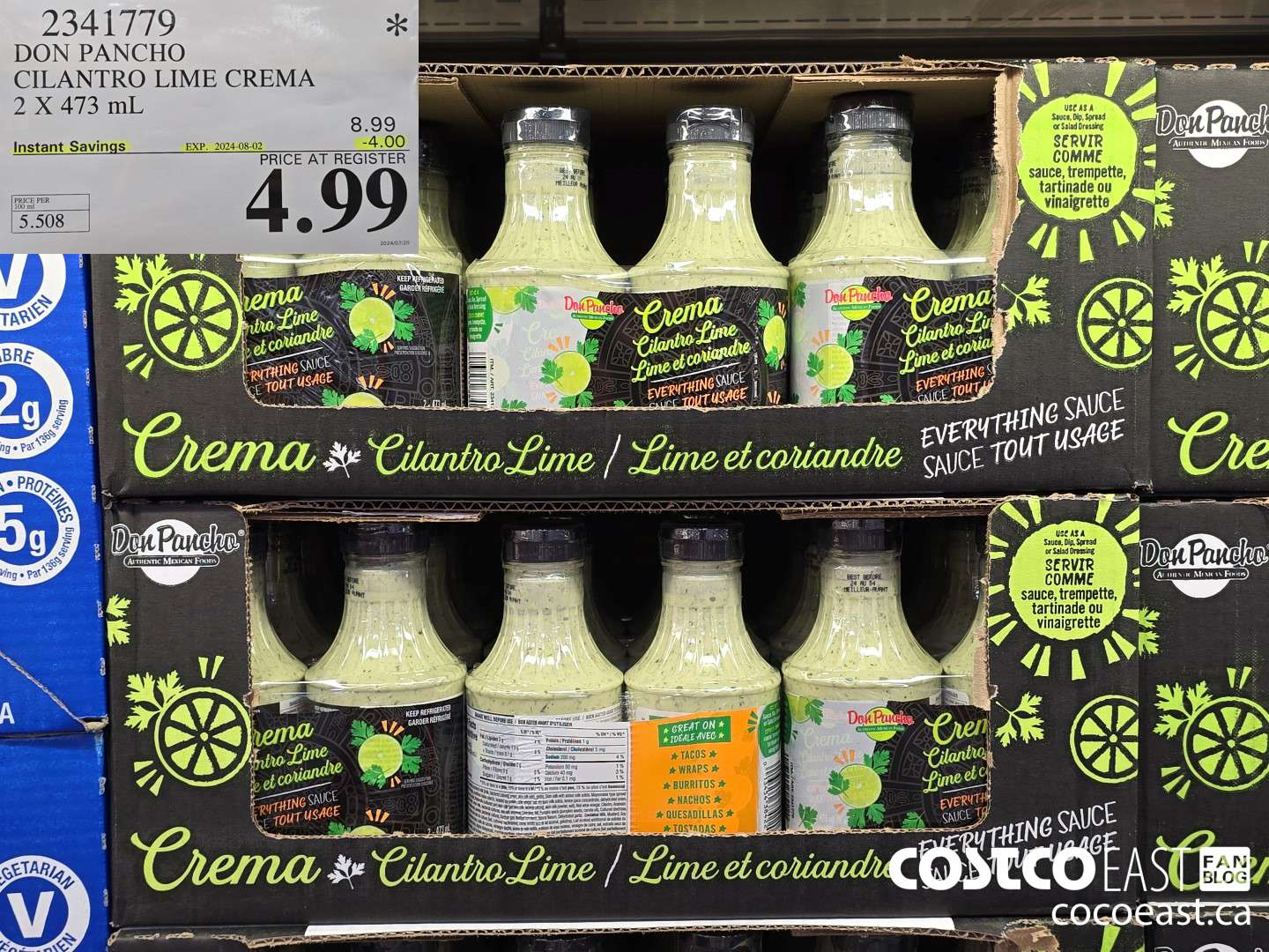 2341779 DON PANCHO CILANTRO LIME CREMA 2 X 453 mL ($4.00 INSTANT SAVINGS EXPIRES ON 2024-08-02) $4.99