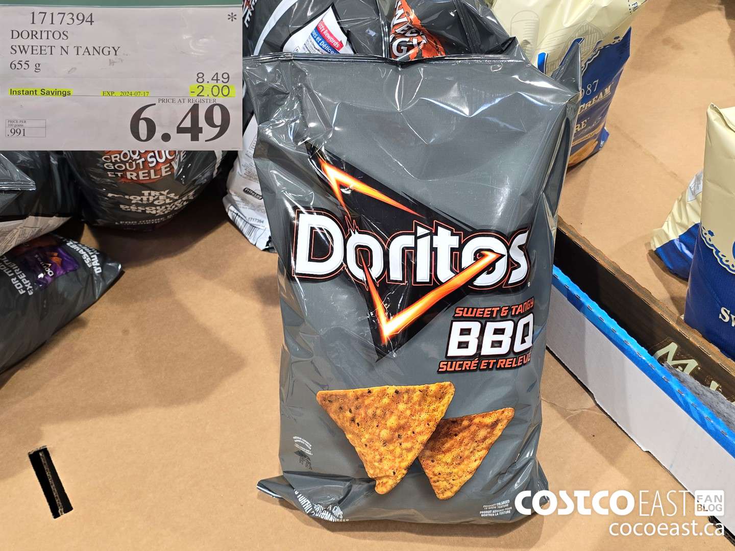 1717394 DORITOS SWEET N TANGY 655 g ($2.00 INSTANT SAVINGS EXPIRES ON 2024-07-17) $6.49