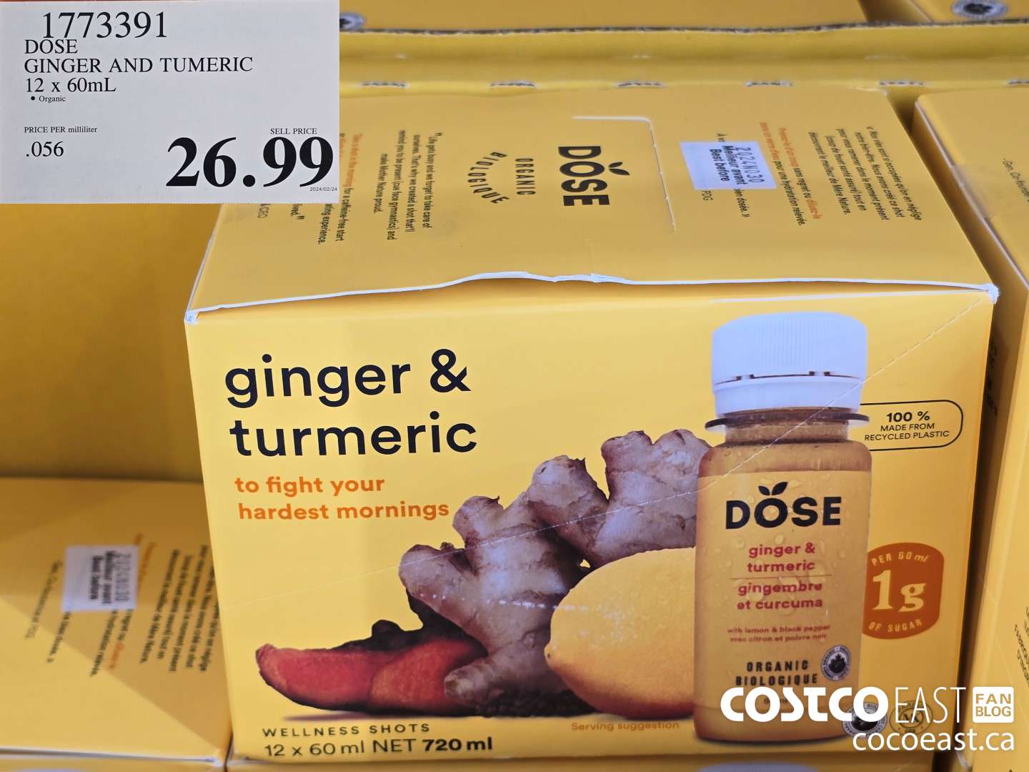 1773391 DOSE GINGER AND TUMERIC 12 x 60mL $26.99