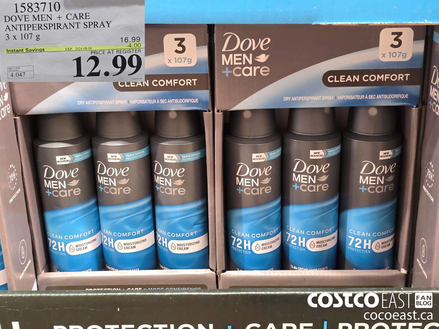 1583710 DOVE MEN + CARE ANTIPERSPIRANT SPRAY 3 X 107 G ($4.00 INSTANT SAVINGS EXPIRES ON 2024-08-04) $12.99
