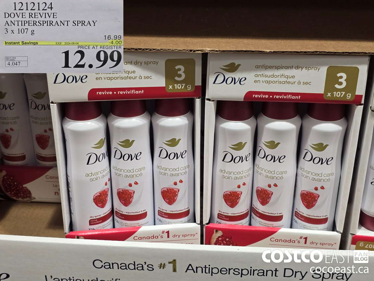 1212124 DOVE REVIVE ANTIPERSPIRANT SPRAY 3 X 107 G ($4.00 INSTANT SAVINGS EXPIRES ON 2024-08-04) $12.99