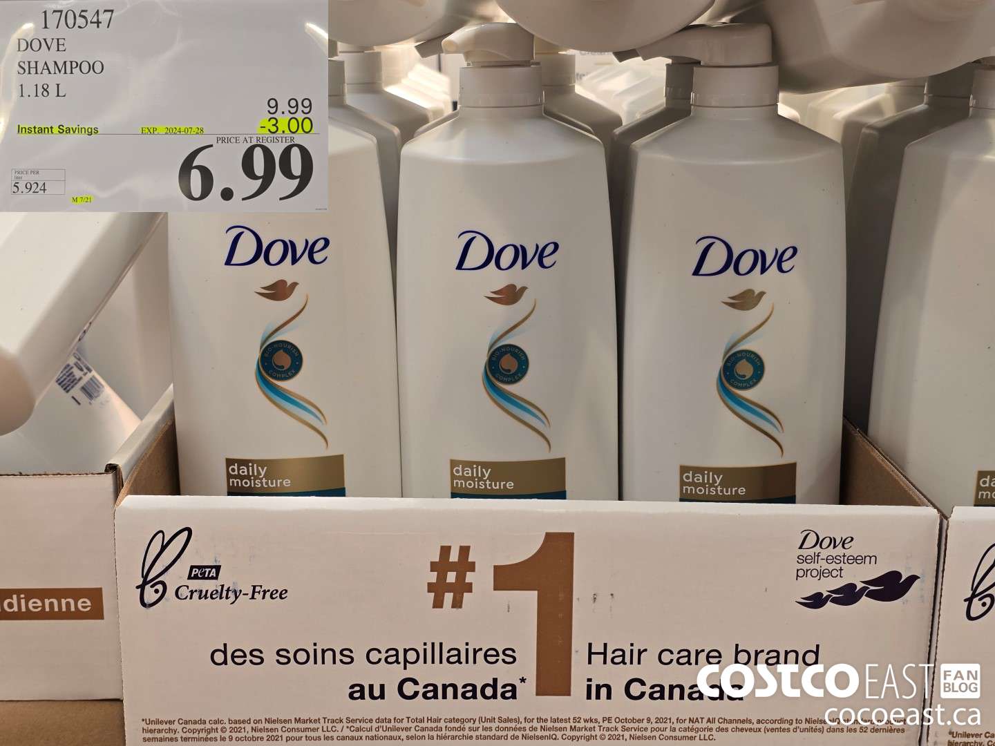 170547 DOVE SHAMPOO 1.18 L ($3.00 INSTANT SAVINGS EXPIRES ON 2024-07-28) $6.99