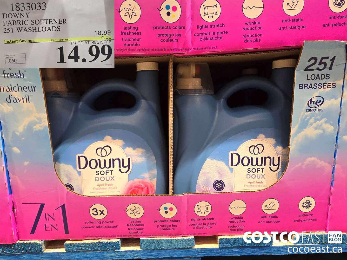 1833033 DOWNY FABRIC SOFTENER 251 WASHLOADS ($4.00 INSTANT SAVINGS EXPIRES ON 2024-08-11) $14.99