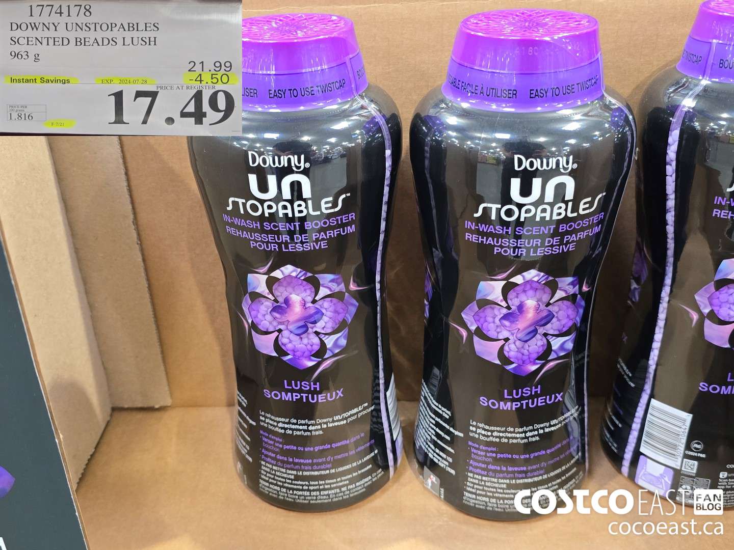 1774178 DOWNY UNSTOPABLES SCENTED BEADS LUSH 963 G ($4.50 INSTANT SAVINGS EXPIRES ON 2024-07-28) $17.49