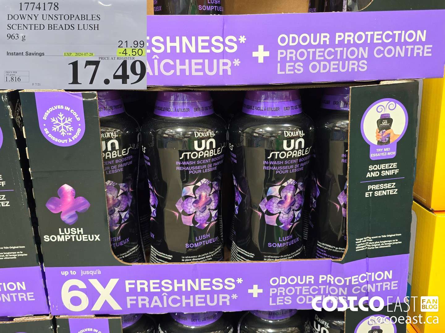 1774178 DOWNY UNSTOPABLES SCENTED BEADS LUSH 963 G ($4.50 INSTANT SAVINGS EXPIRES ON 2024-07-28) $17.49