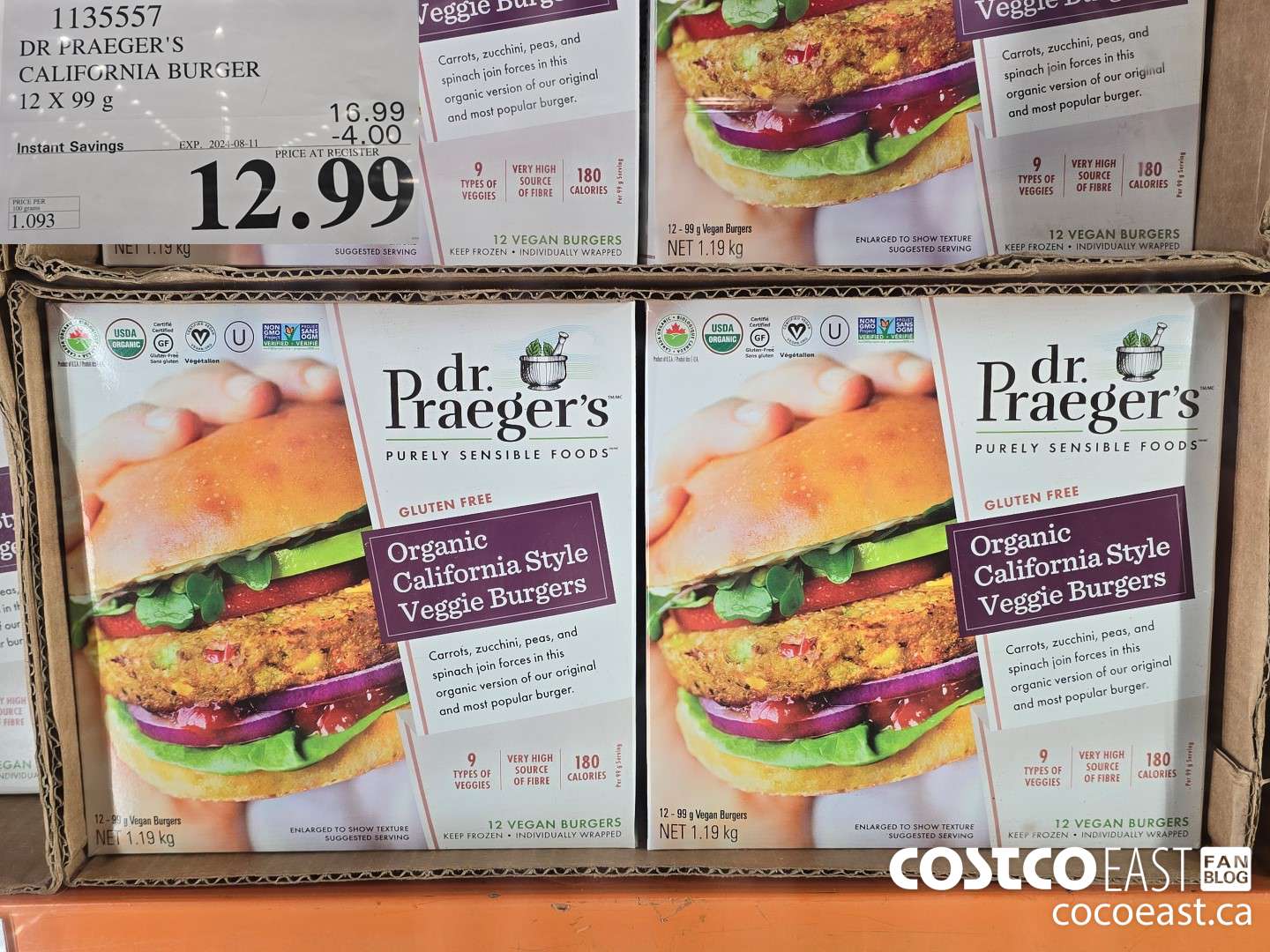 1135557 DR PRAEGER'S CALIFORNIA BURGER 12 X 99G ($4.00 INSTANT SAVINGS EXPIRES ON 2024-08-11) $12.99
