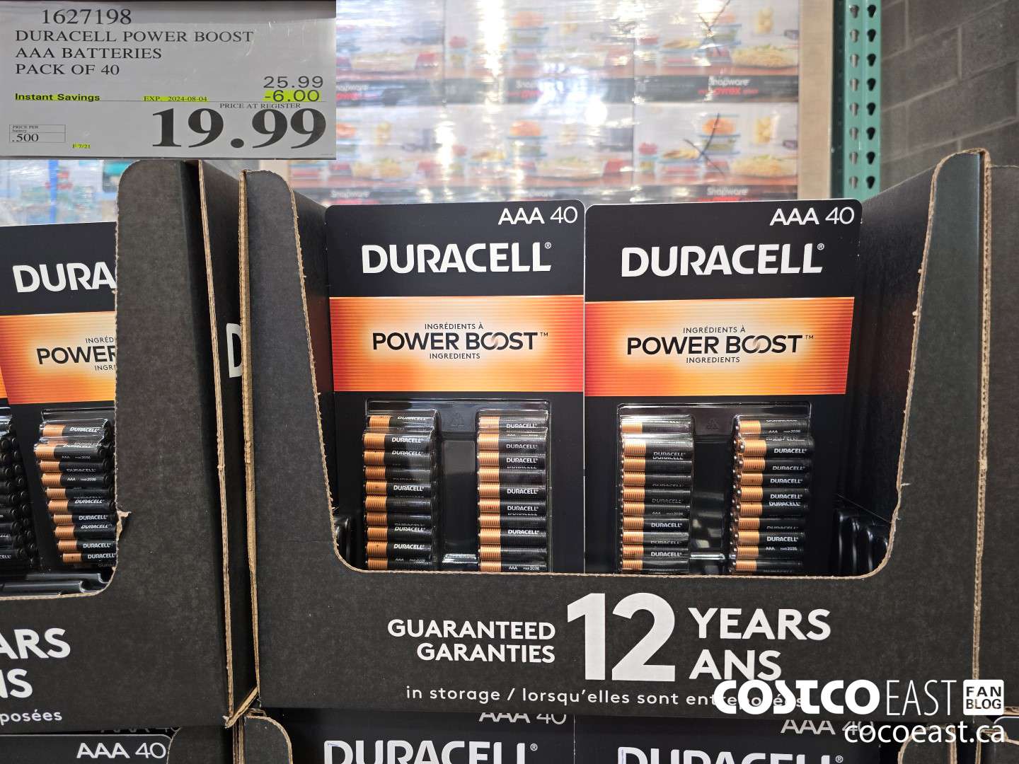 1627198 DURACELL POWER BOOST AAA BATTERIES PACK OF 40 ($6.00 INSTANT SAVINGS EXPIRES ON 2024-08-04) $19.99