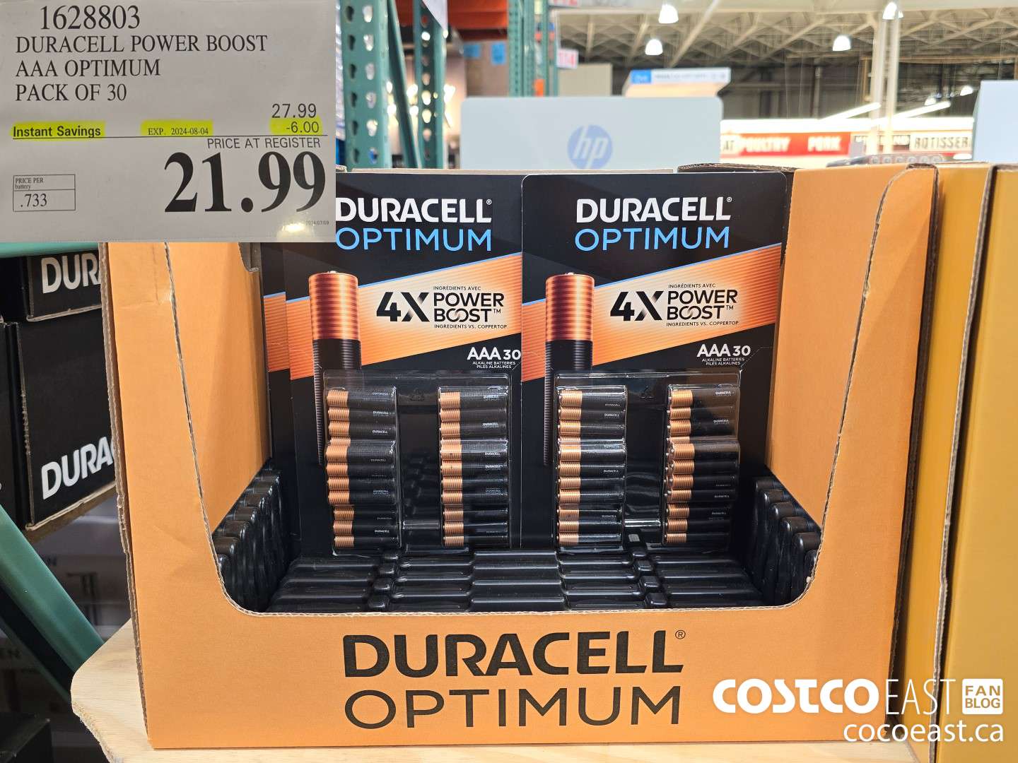 1628803 DURACELL POWER BOOST AAA OPTIMUM PACK OF 30 ($6.00 INSTANT SAVINGS EXPIRES ON 2024-08-04) $21.99