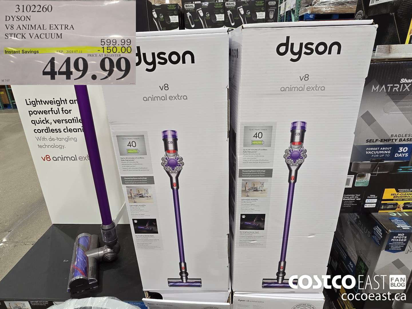 3102260 DYSON V8 ANIMAL EXTRA STICK VACUUM ($150.00 INSTANT SAVINGS EXPIRES ON 2024-07-11) $449.99