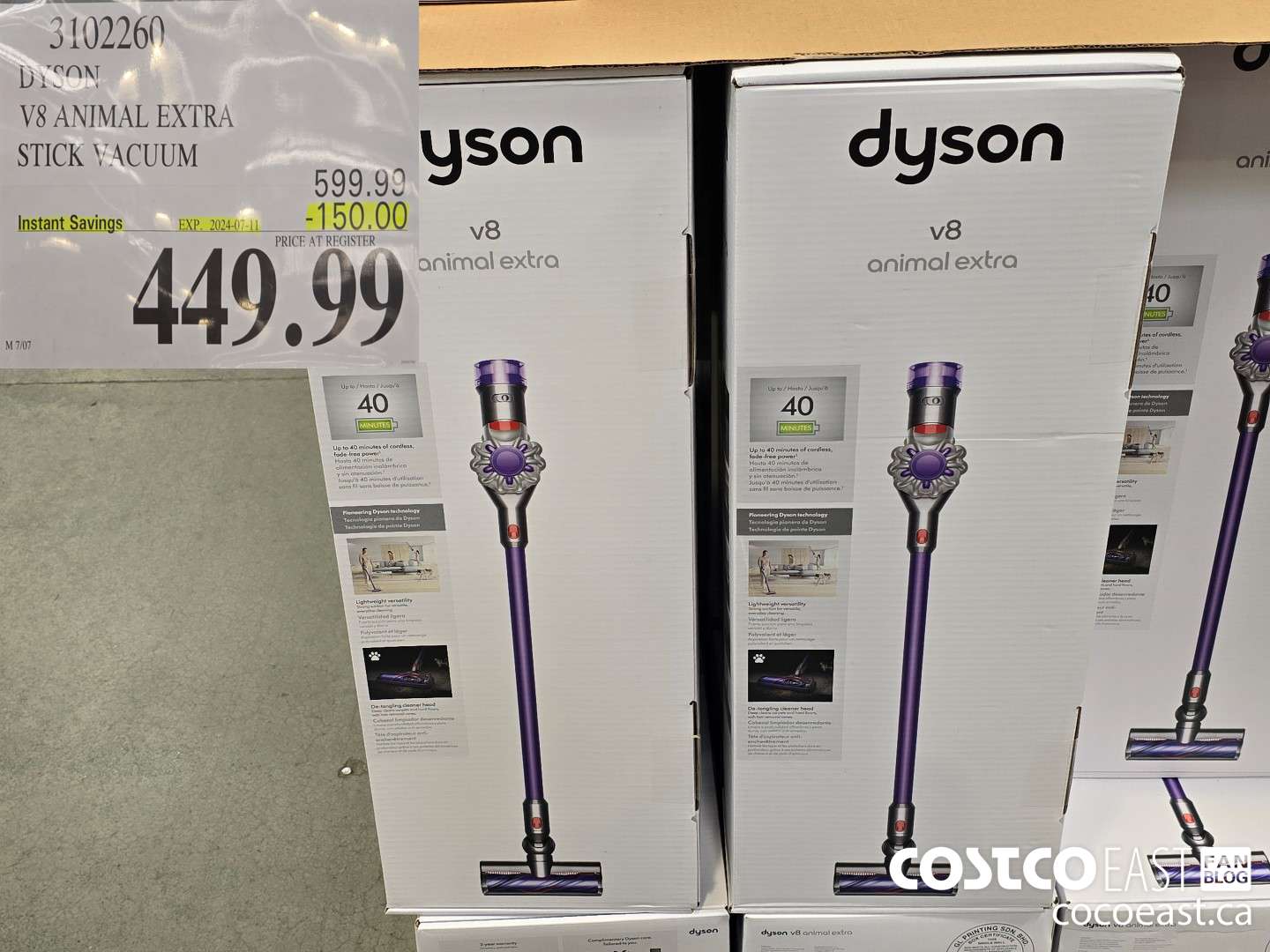 3102260 DYSON V8 ANIMAL EXTRA STICK VACUUM ($150.00 INSTANT SAVINGS EXPIRES ON 2024-07-11) $449.99