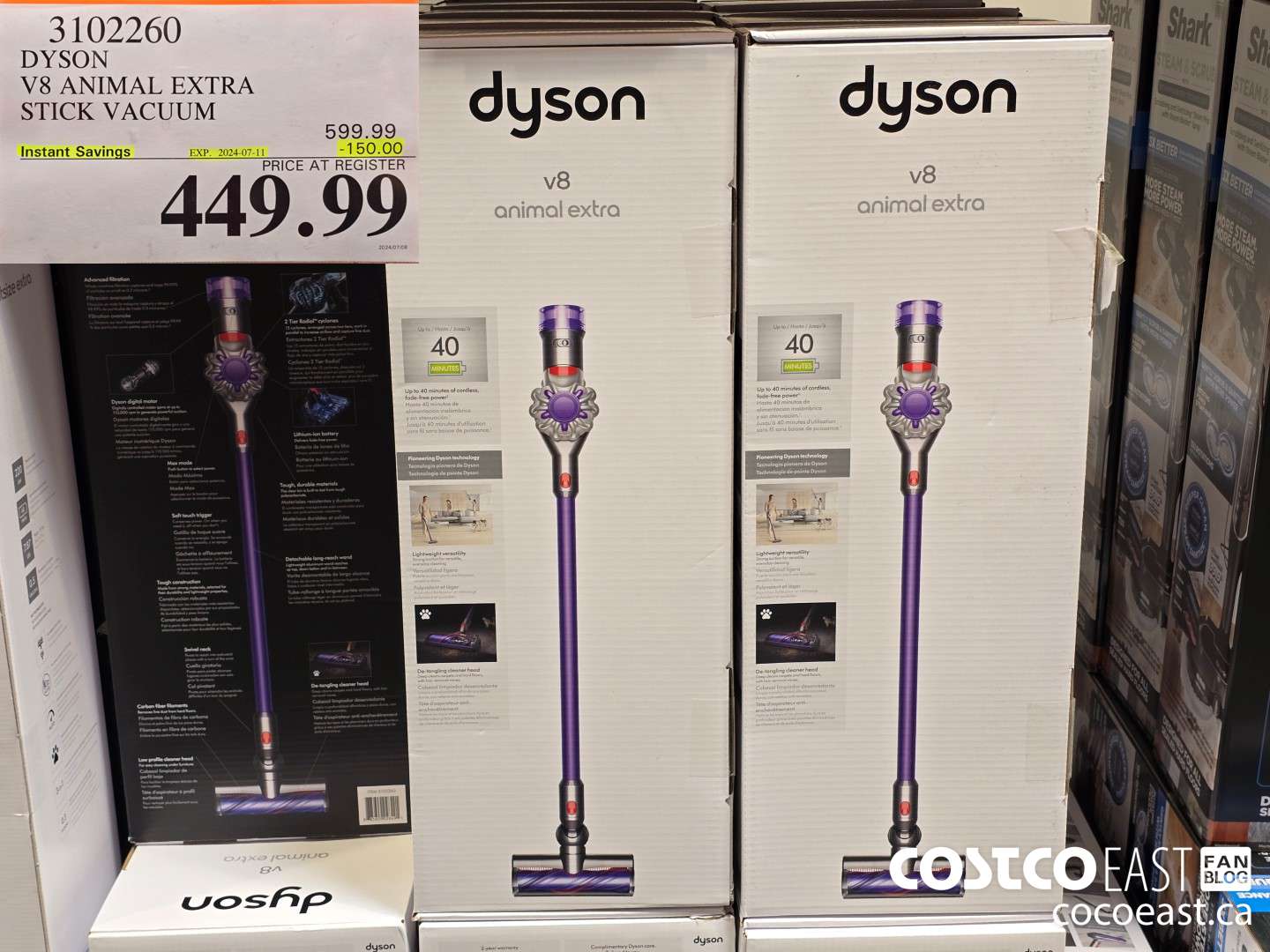 3102260 DYSON V8 ANIMAL EXTRA STICK VACUUM ($150.00 INSTANT SAVINGS EXPIRES ON 2024-07-11) $449.99