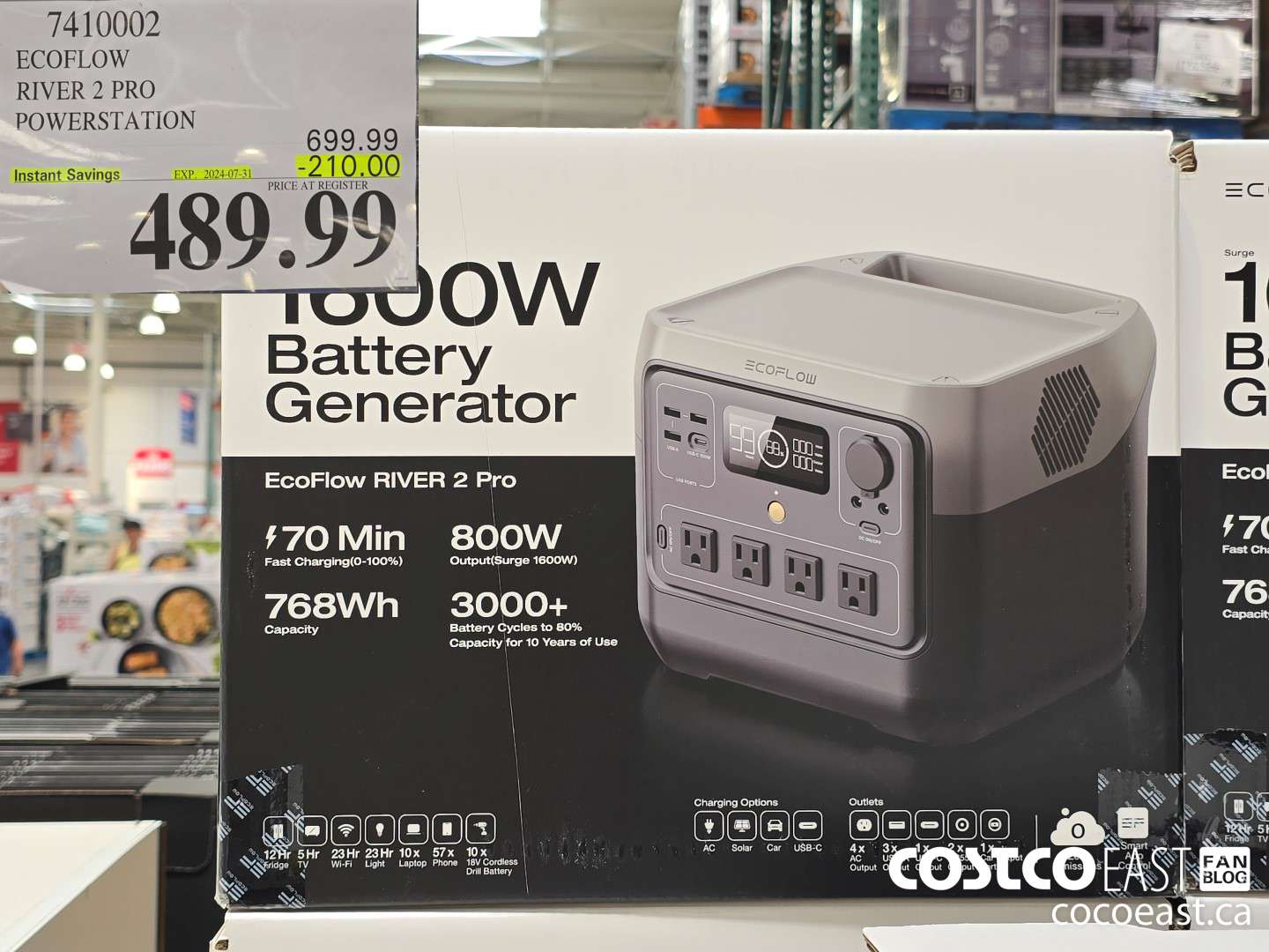 7410002 ECOFLOW RIVER 2 PRO POWERSTATION ($210.00 INSTANT SAVINGS EXPIRES ON 2024-07-31) $489.99