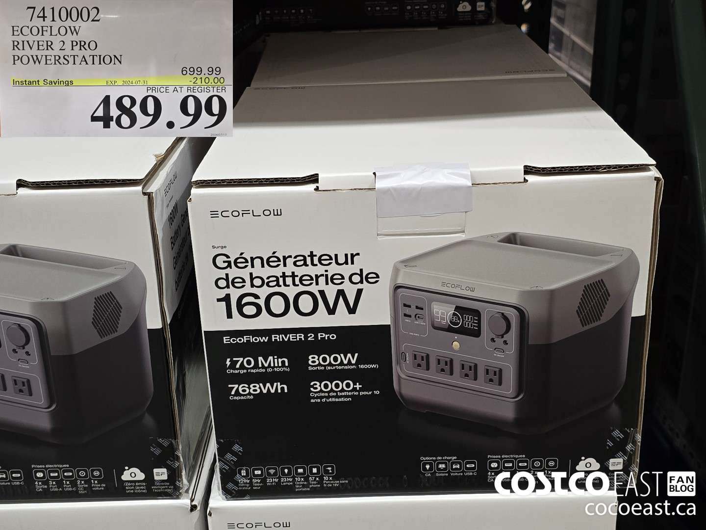 7410002 ECOFLOW RIVER 2 PRO POWERSTATION ($210.00 INSTANT SAVINGS EXPIRES ON 2024-07-31) $489.99