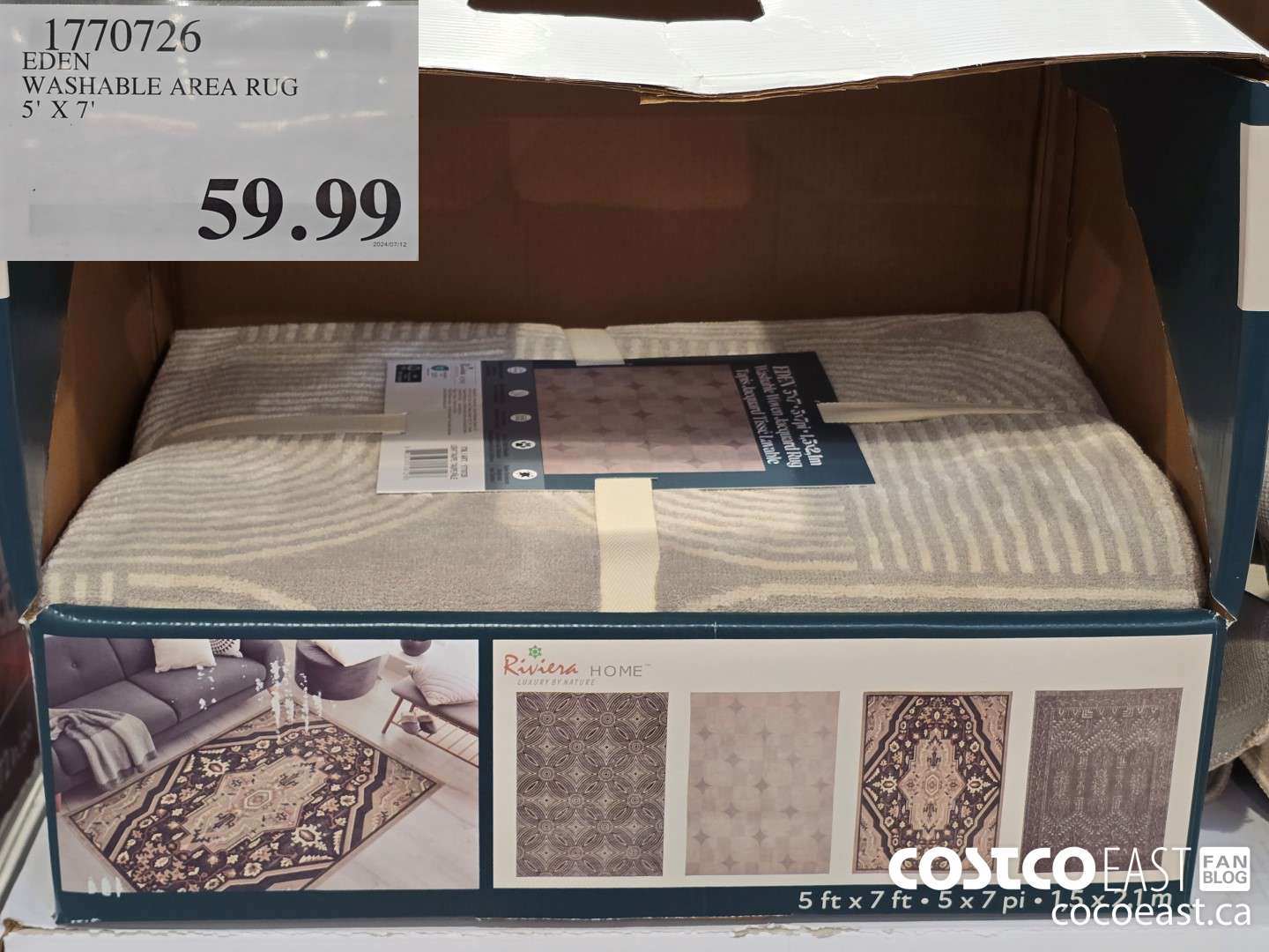 1770726 EDEN WASHABLE AREA RUG 5' X 7' $59.99