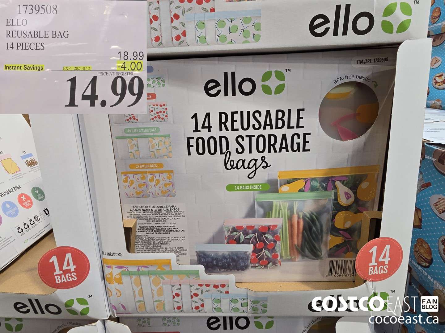 1739508 ELLO REUSABLE BAG 14 PIECES ($4.00 INSTANT SAVINGS EXPIRES ON 2024-07-21) $14.99