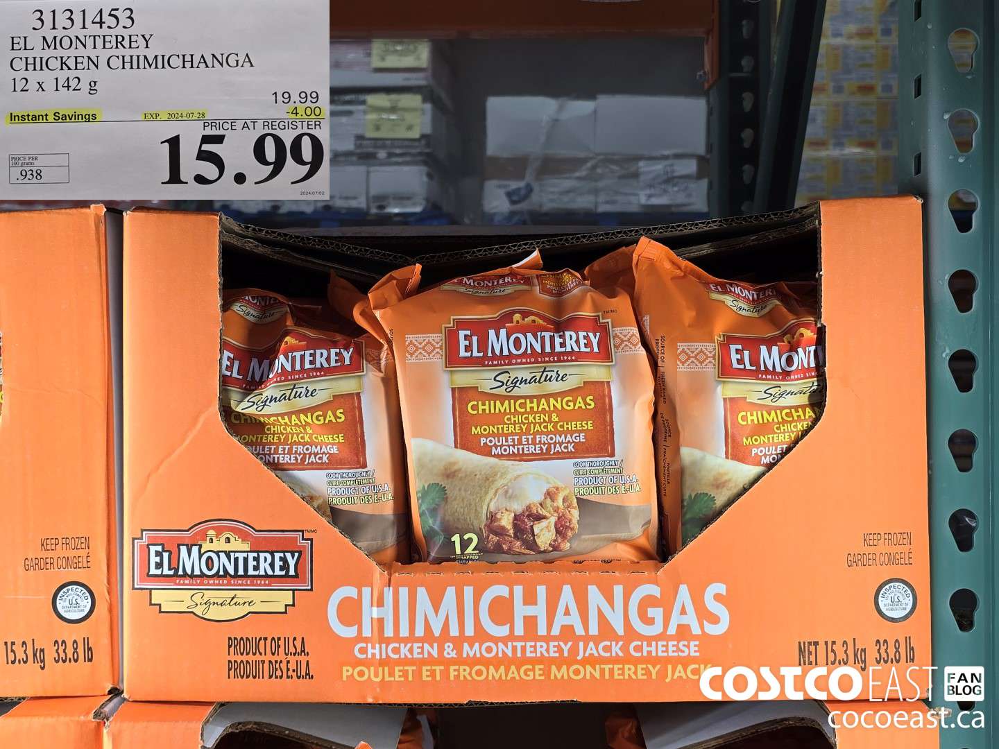 3131453 EL MONTEREY CHICKEN CHIMICHANGA 12 x 142 G ($4.00 INSTANT SAVINGS EXPIRES ON 2024-07-28) $15.99
