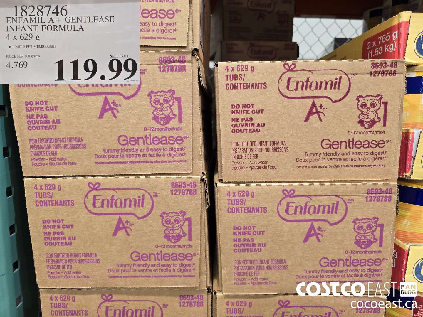 1828746 ENFAMIL A+ GENTLEASE INFANT FORMULA 4 x 629 G $119.99