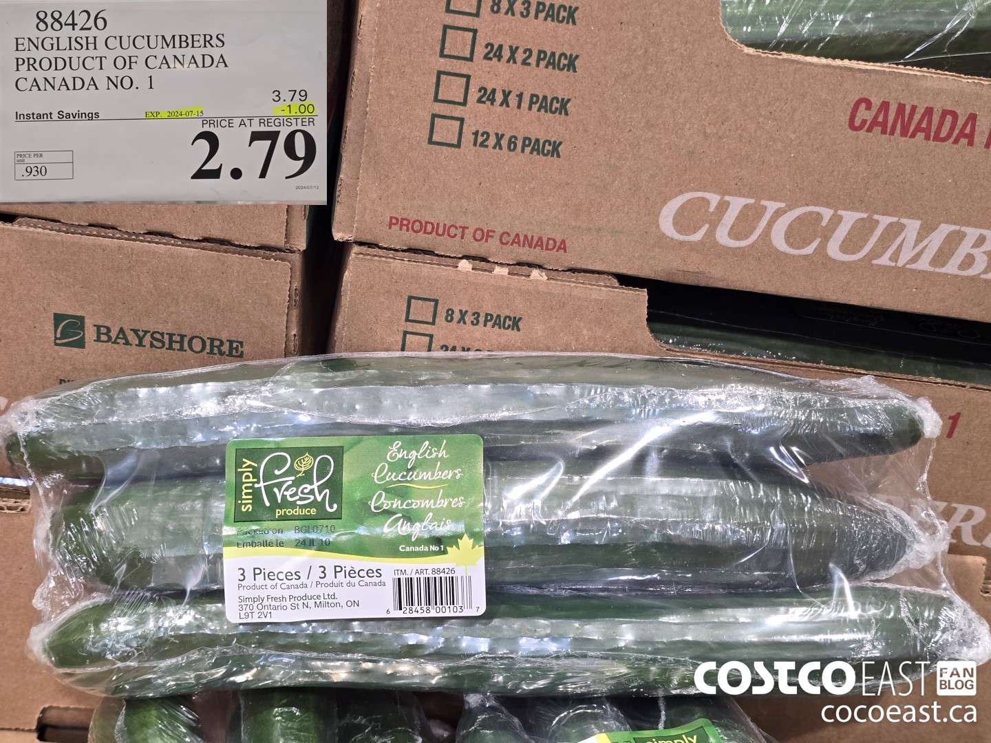 88426 ENGLISH CUCUMBERS PRODUCT OF CANADA CANADA NO. 1 ($1.00 INSTANT SAVINGS EXPIRES ON 2024-07-15) $2.79