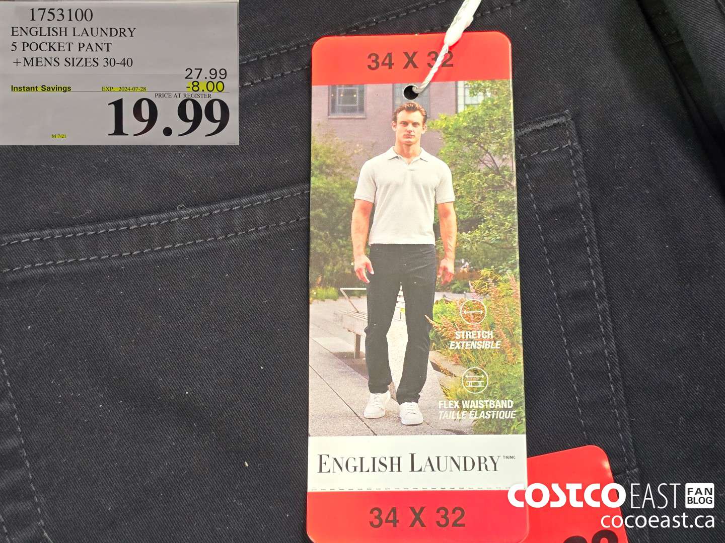 1753100 ENGLISH LAUNDRY 5 POCKET PANT +MENS SIZES 30-40 ($8.00 INSTANT SAVINGS EXPIRES ON 2024-07-28) $19.99