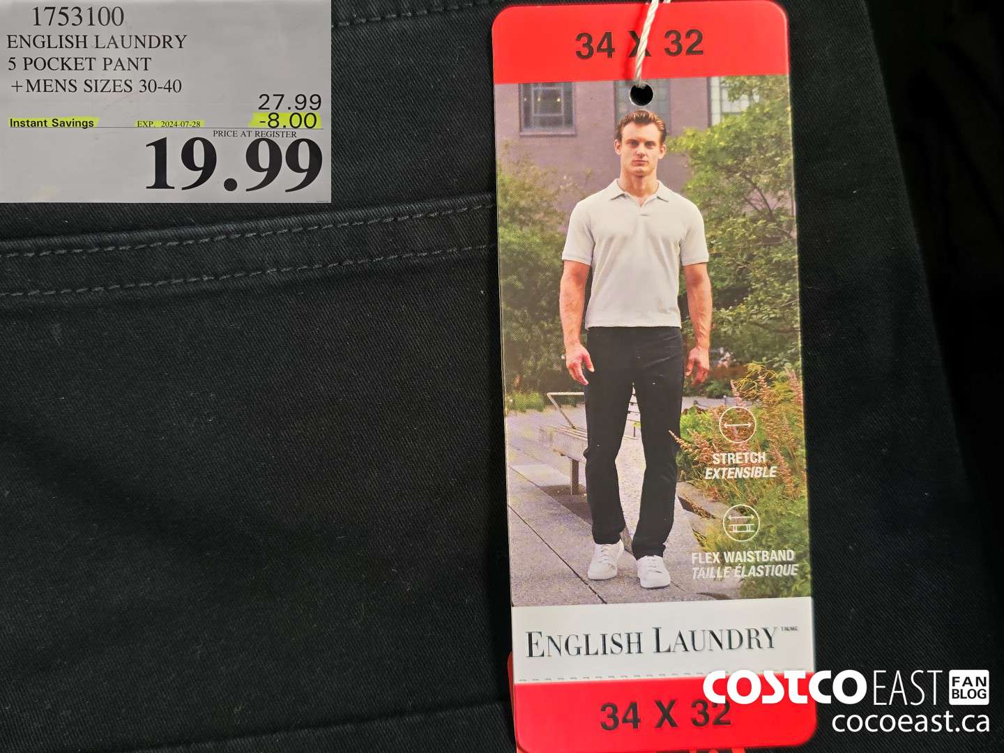 1753100 ENGLISH LAUNDRY 5 POCKET PANT +MENS SIZES 30-40 ($8.00 INSTANT SAVINGS EXPIRES ON 2024-07-28) $19.99